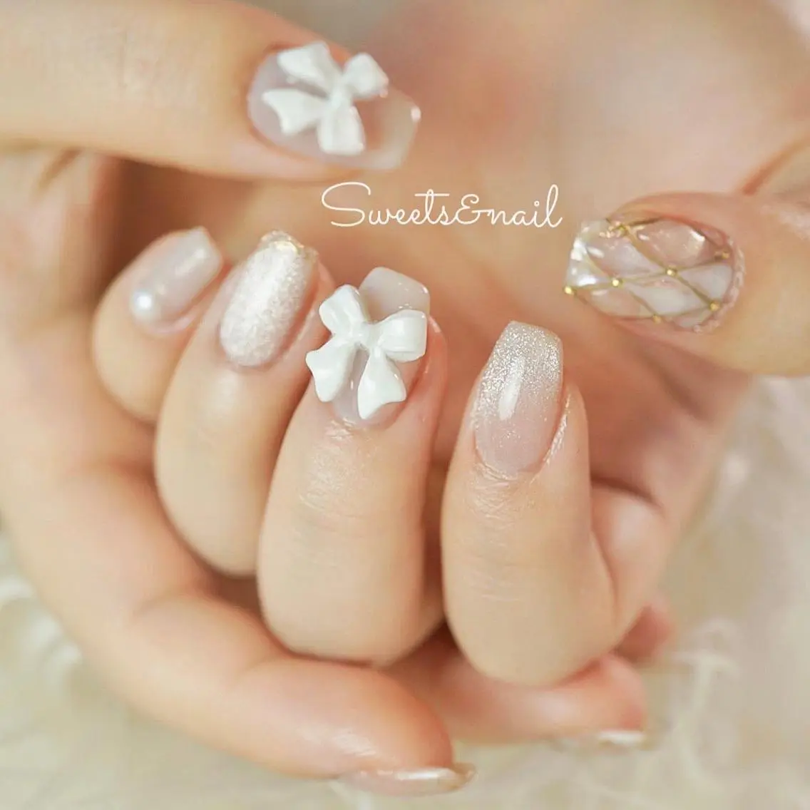 ネイル オーロラネイル ジェルネイル ガーリー 韓国ネイル マグネットネイル Sweets＆ nail みなこのネイルデザイン