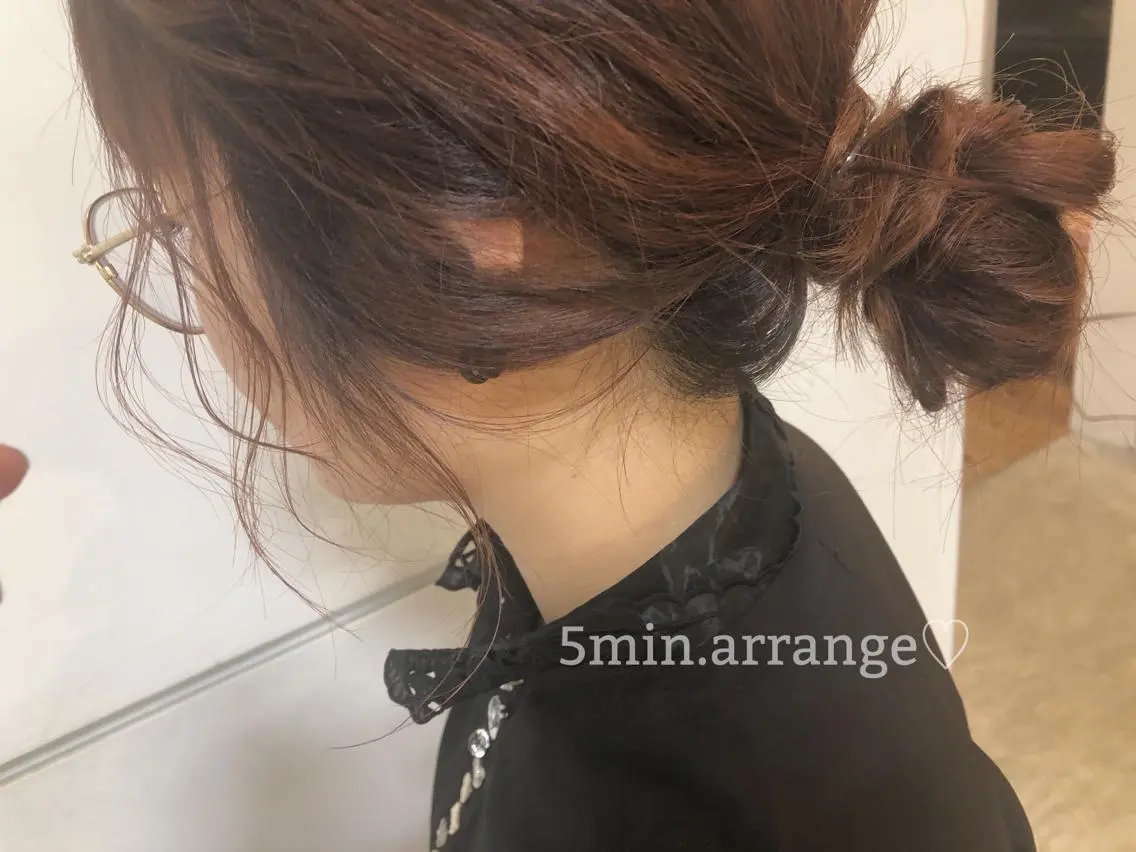 ショート カラー パーマ ヘアアレンジ お団子ヘア cipre/レイヤー 透明感/miyabiのヘアスタイル