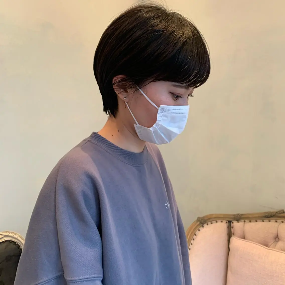 ショート ヘアカラー トリートメント SAKINO ベージュカラーのヘアスタイル