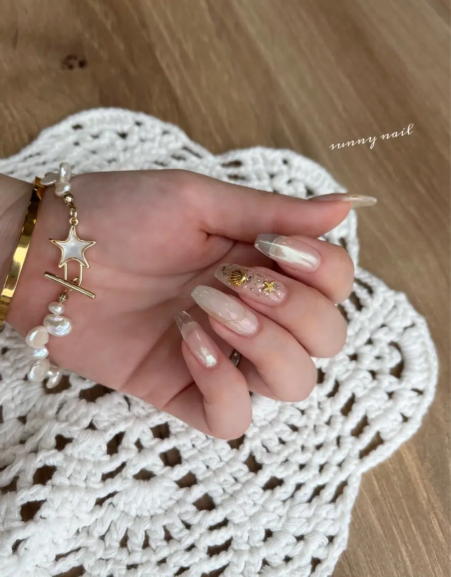 ネイル オーロラネイル ジェルネイル ミラーネイル パラジェル 夏ネイル sunny nailのネイルデザイン