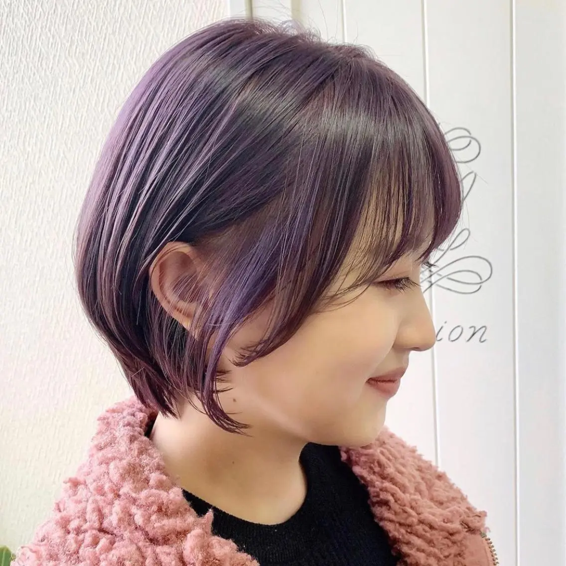 ショート カラー ラベンダーカラー ピンクカラー ピンクラベンダー ショートヘア カット 韓国ヘア /男女☘️ 細江 美紅のヘアスタイル