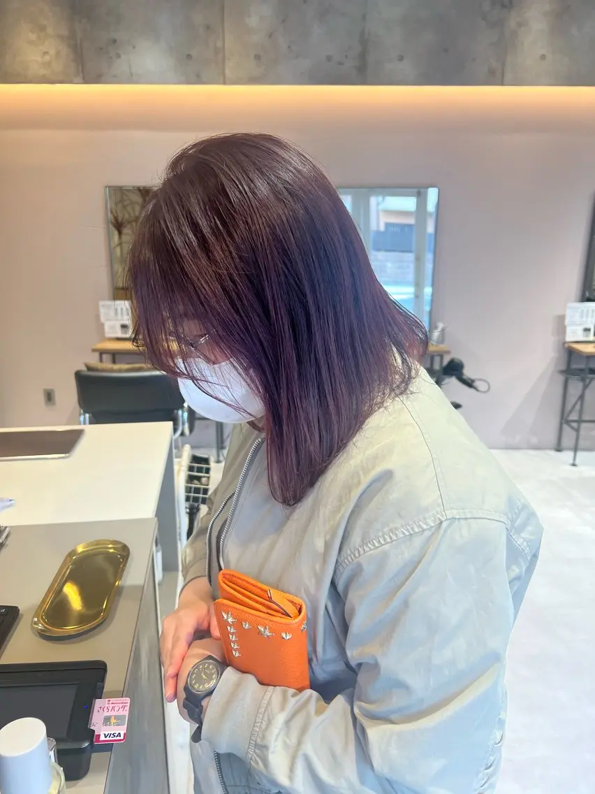 ミディアム カラー ベージュカラー ピンクカラー ピンクベージュ 高槻No. 1美髪 矯正🫧/中本輝人のヘアスタイル