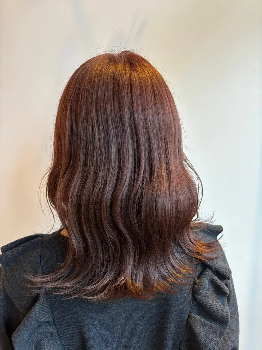ロング カラー ブラウンカラー 透明感カラー オレンジ オレンジブラウン 水川 七海のヘアスタイル