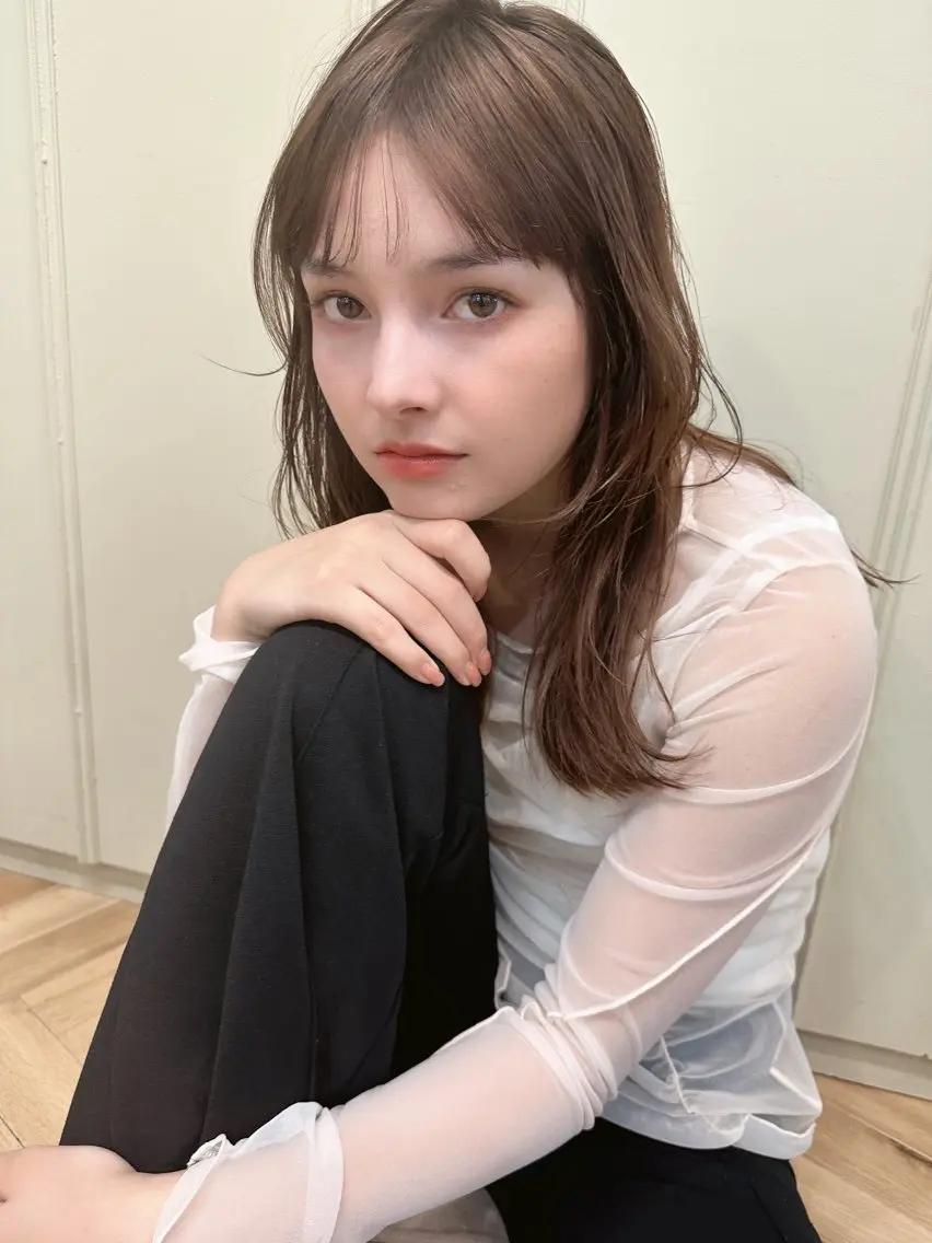 セミロング カラー ヘアアレンジ カット パーマ 優李 ゆうり‪のヘアスタイル