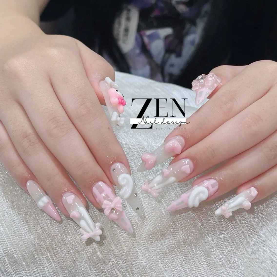 ネイル チークネイル 長さ出し フレンチネイル 韓国ネイル マグネットネイル ハンドネイル Zen Nail Design 池袋のネイルデザイン