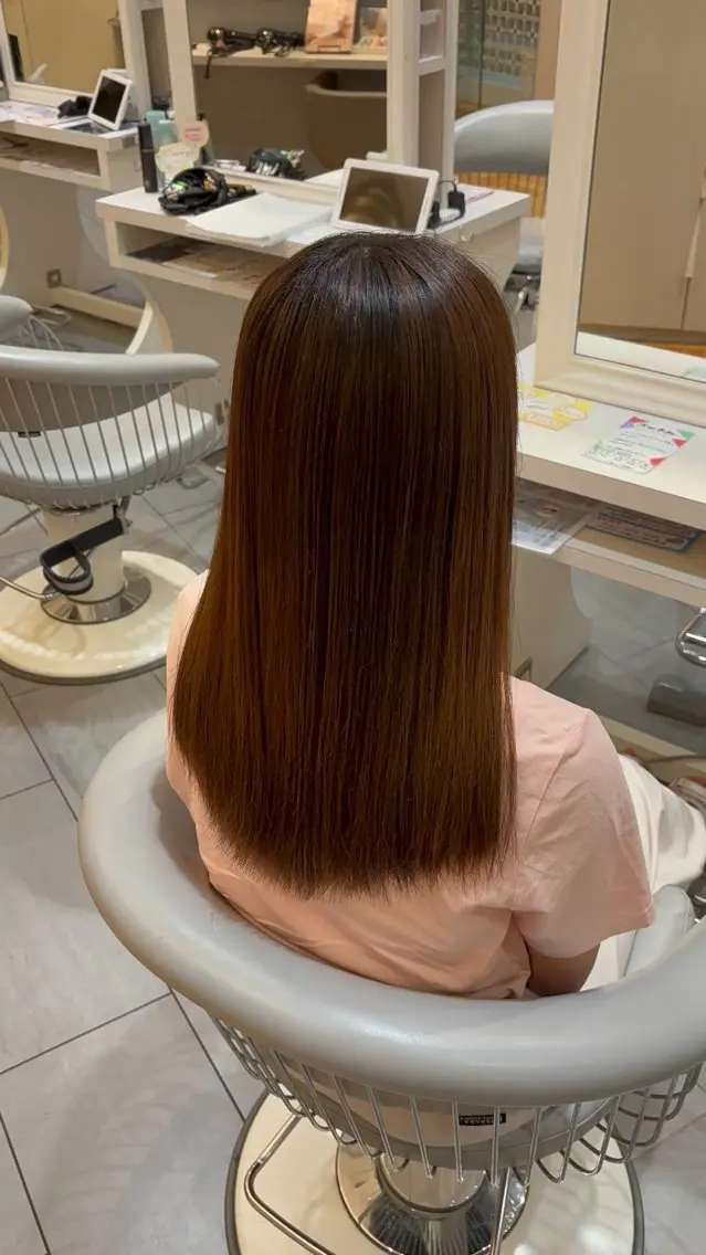 ロング 縮毛矯正 オオカメ ユヅキのヘアスタイル