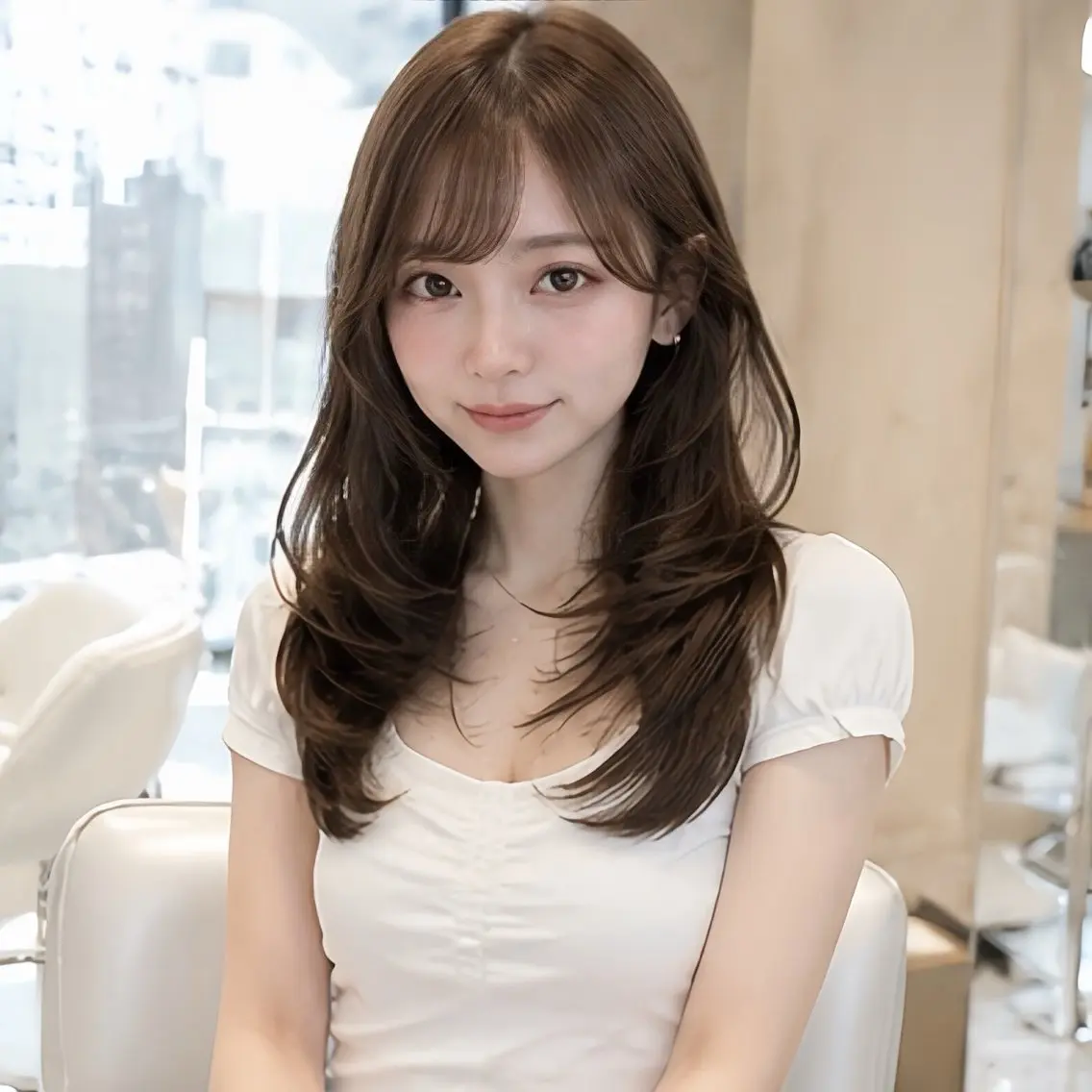 カラー レイヤー/顔まわり /縮毛矯正/おばかんのヘアスタイル
