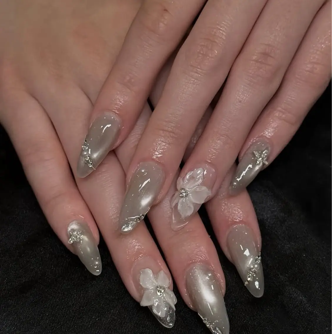 ネイル アートネイル ジェルネイル キラキラネイル ミラーネイル ピンク ハンドネイル Ryu Nail NekoChanのネイルデザイン