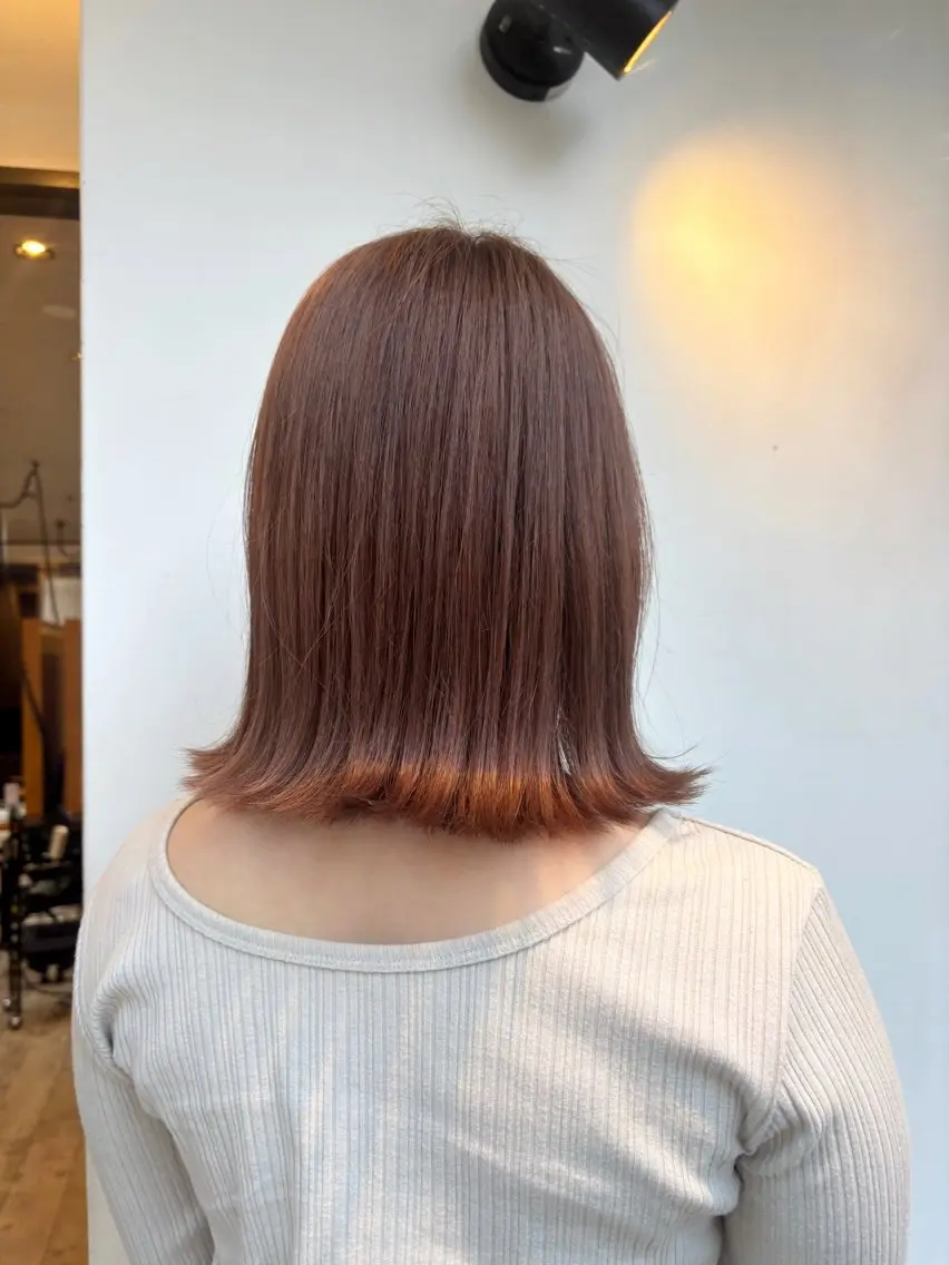 ミディアム カラー ベージュカラー ブリーチ ショコラベージュ hair make powder 薮本のヘアスタイル