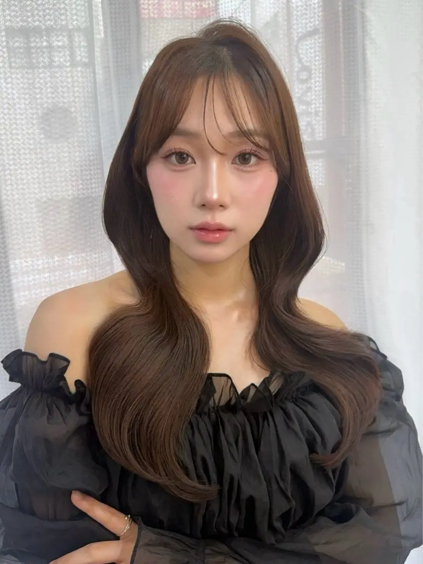 ロング カラー ヘアセット 韓国風カラーカット 🤍店長　鳥越のヘアスタイル