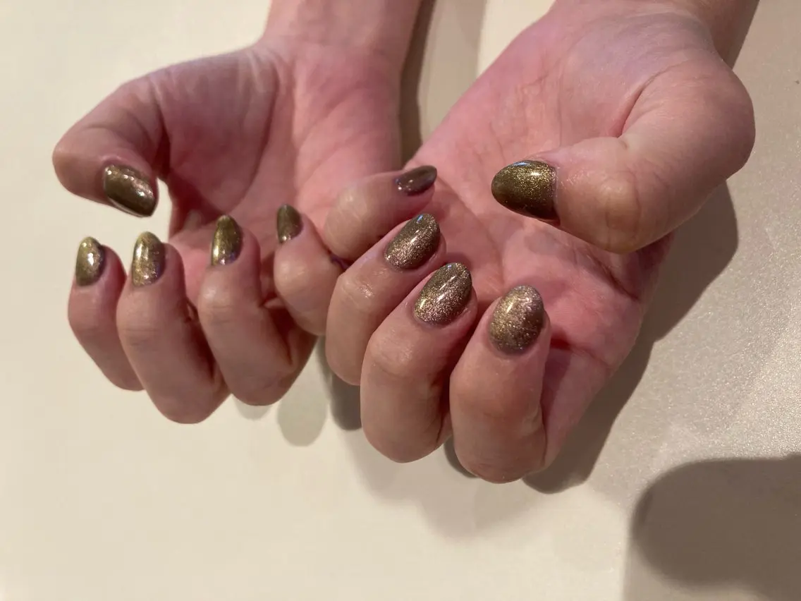 ネイル ゴールド ラメ(グリッター) ピンク ハンドネイル .Etel atelier.のネイルデザイン
