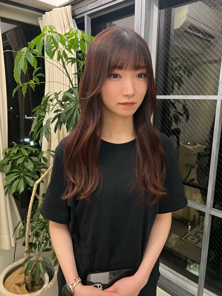 セミロング カット ヘアカラー トリートメント レイヤー/縮毛矯正/ 暖色/mao🎀のヘアスタイル