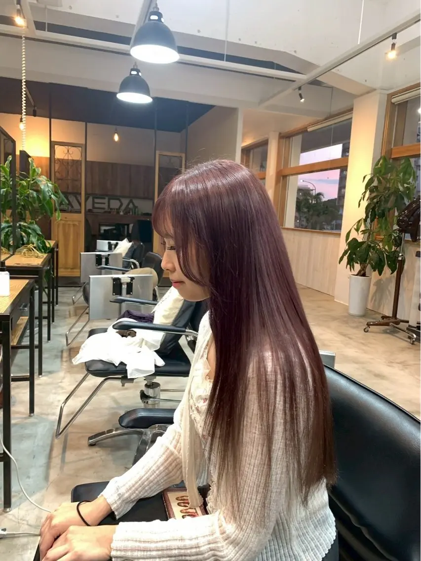ロング カラー ラベンダーカラー ピンクカラー ヘアカラー MOMO anan AVEDAのヘアスタイル