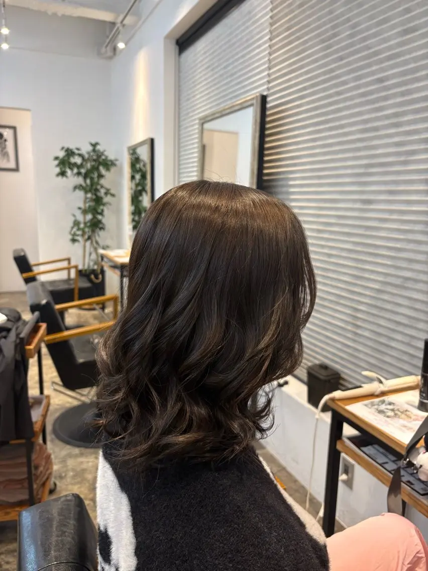 ミディアム カラー 透明感カラー オレンジ 飯島 蕾人のヘアスタイル