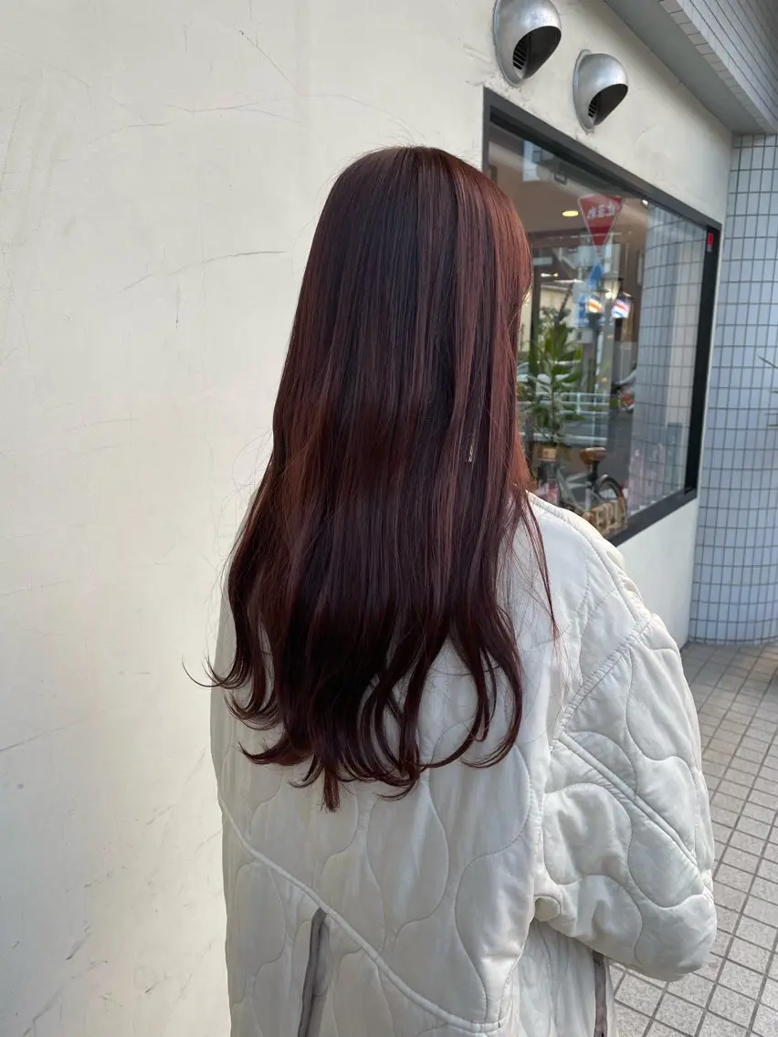 ロング カラー ブラウンカラー オレンジ オレンジブラウン カット ヘアカラー さかきばら すみえのヘアスタイル