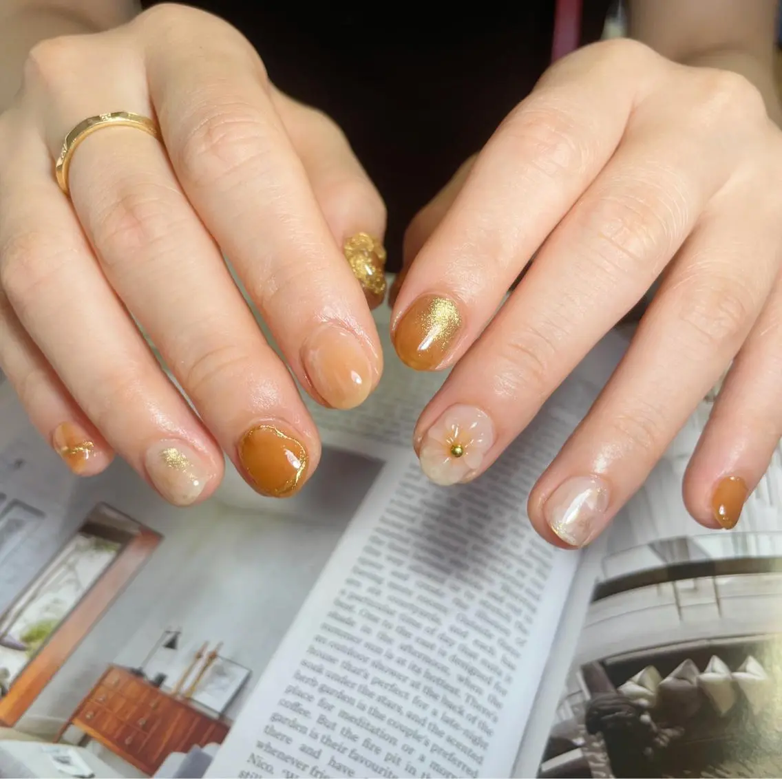 ネイル ブラウン Lofinails ちひろのネイルデザイン