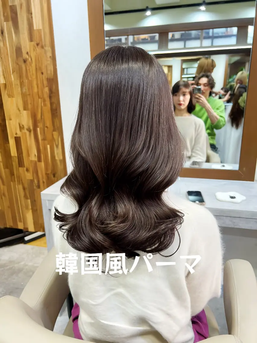 セミロング セミロングパーマ 韓国風ヘア 韓国風パーマ/ 菅沼 成郷のヘアスタイル
