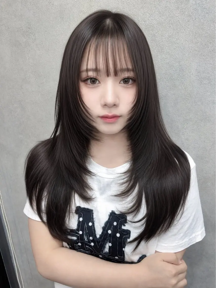 ロング カット ヘアカラー maya🇰🇷韓国 レイヤー/顔まわりのヘアスタイル