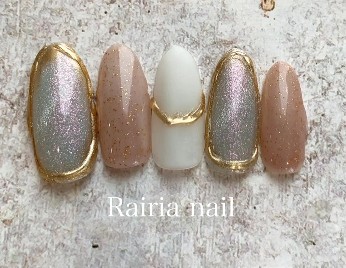 ミディアム ネイル ニュアンスネイル Rairia nail本八幡店のネイルデザイン