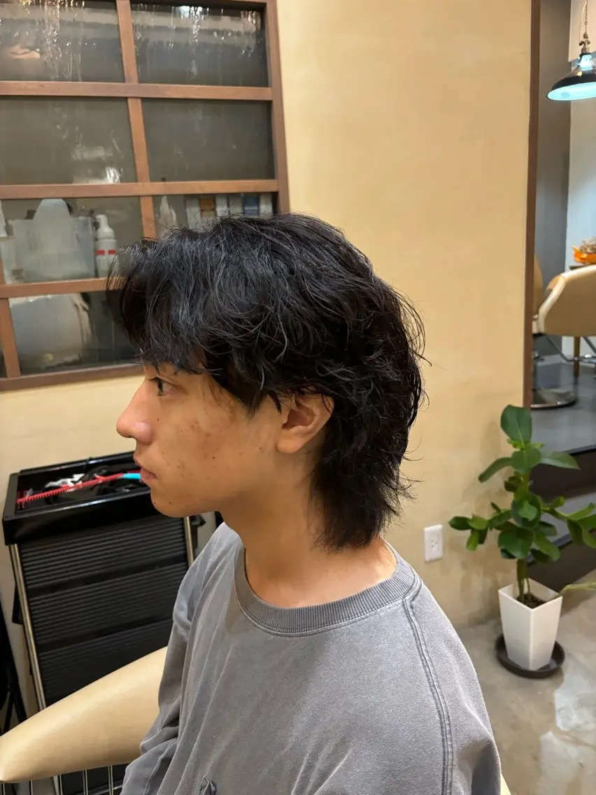 ミディアム メンズ カット パーマ 鹿児島 TSUBASAのヘアスタイル