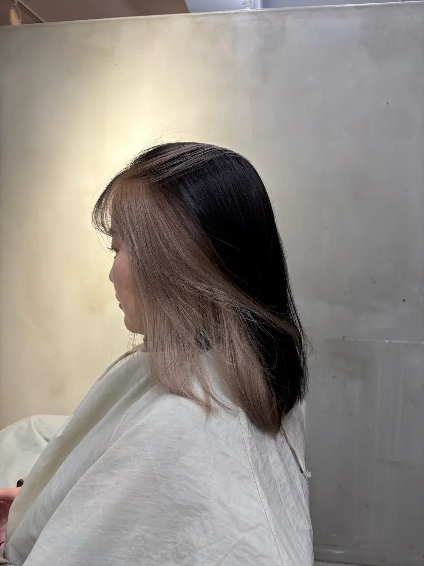 ミディアム カラー ベージュカラー ブリーチ ミルクティーベージュ ヘアカラー 中園康 /カラー/ブリーチのヘアスタイル