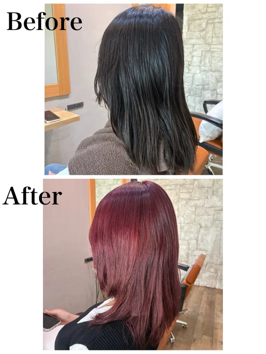 カラー ブリーチ レッドカラー ヘアカラー お褒めの口コミ多数✨ 美髪カラー/浦本冴絵のヘアスタイル