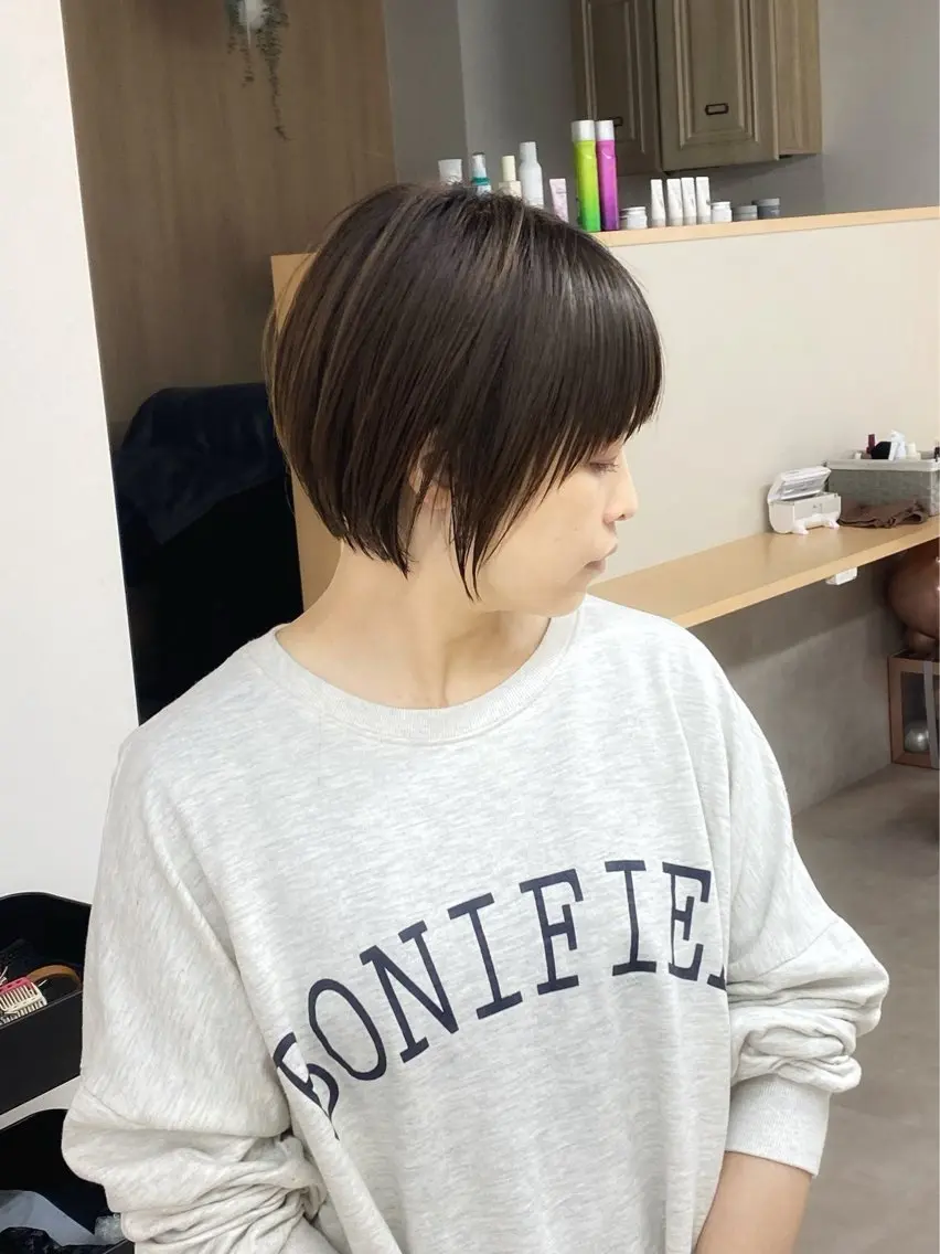 ショート カラー ショートボブ 丸みショート ボブ ショートヘア 当日予約🆗ショート /ハイライト/松本のヘアスタイル