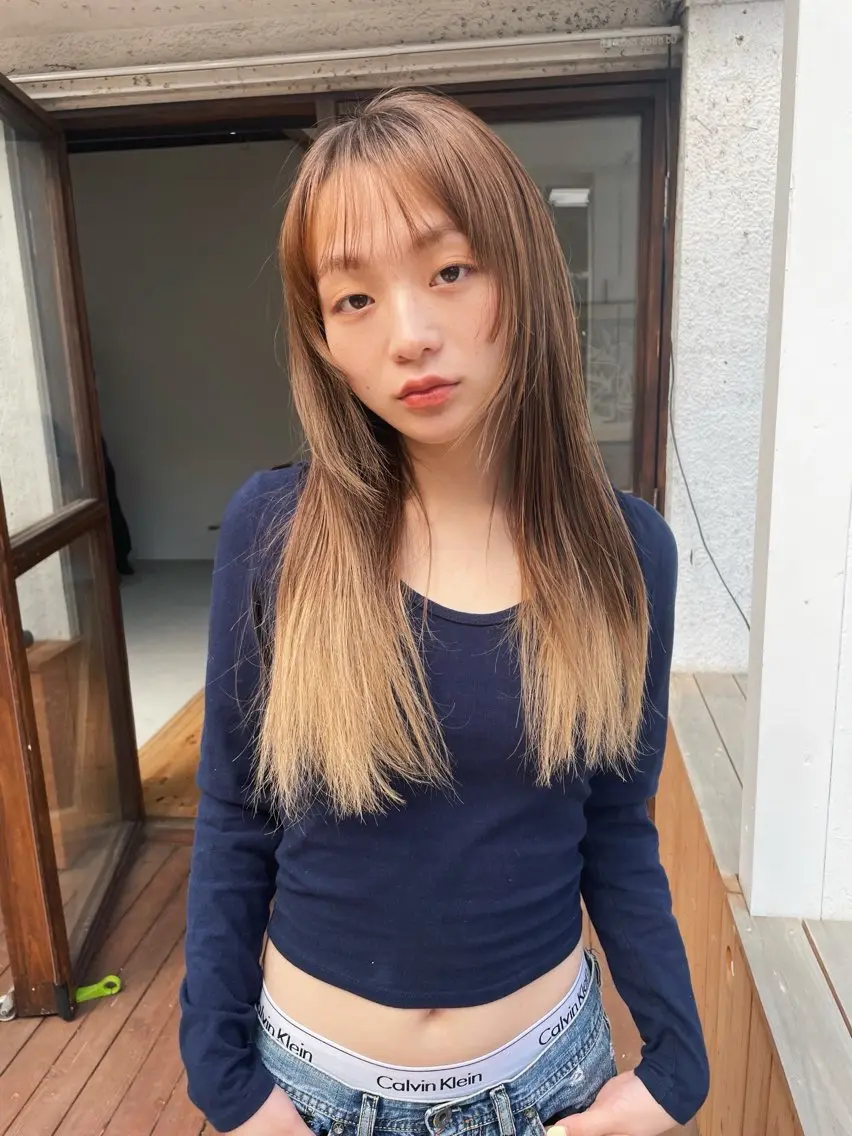 ロング カラー ベージュカラー オレンジ オレンジベージュ カット ヘアカラー トリートメント 狩野 羅夢のヘアスタイル