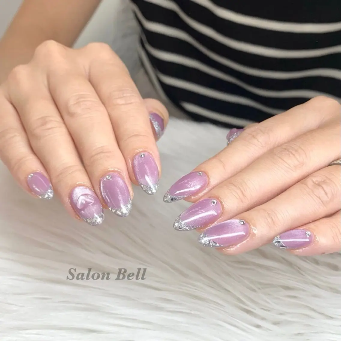 ネイル フレンチネイル ガラスフレンチ マグネットネイル ハンドネイル totalsalon Bellのマツエク・マツパデザイン