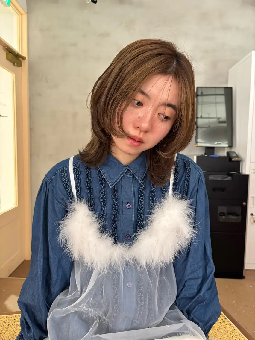 カラー カット ヘアカラー トリートメント ブリーチなしカラー/ ボブ//おとは🌱のヘアスタイル