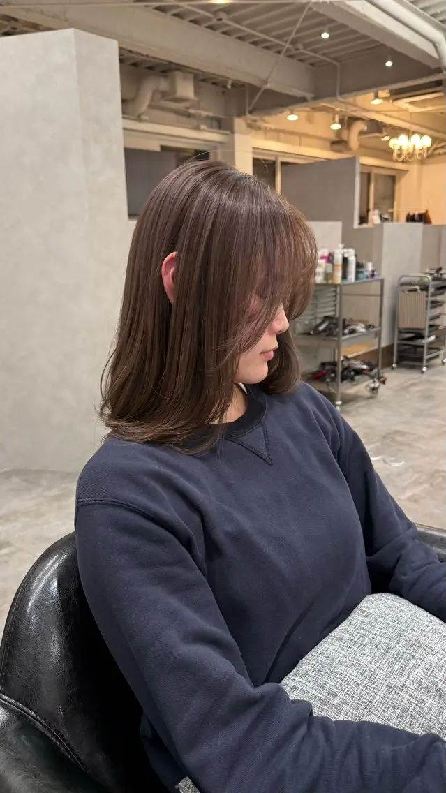 ミディアム カット ヘアカラー トリートメント バレイヤージュモデル 募集👒ヨンスクのヘアスタイル