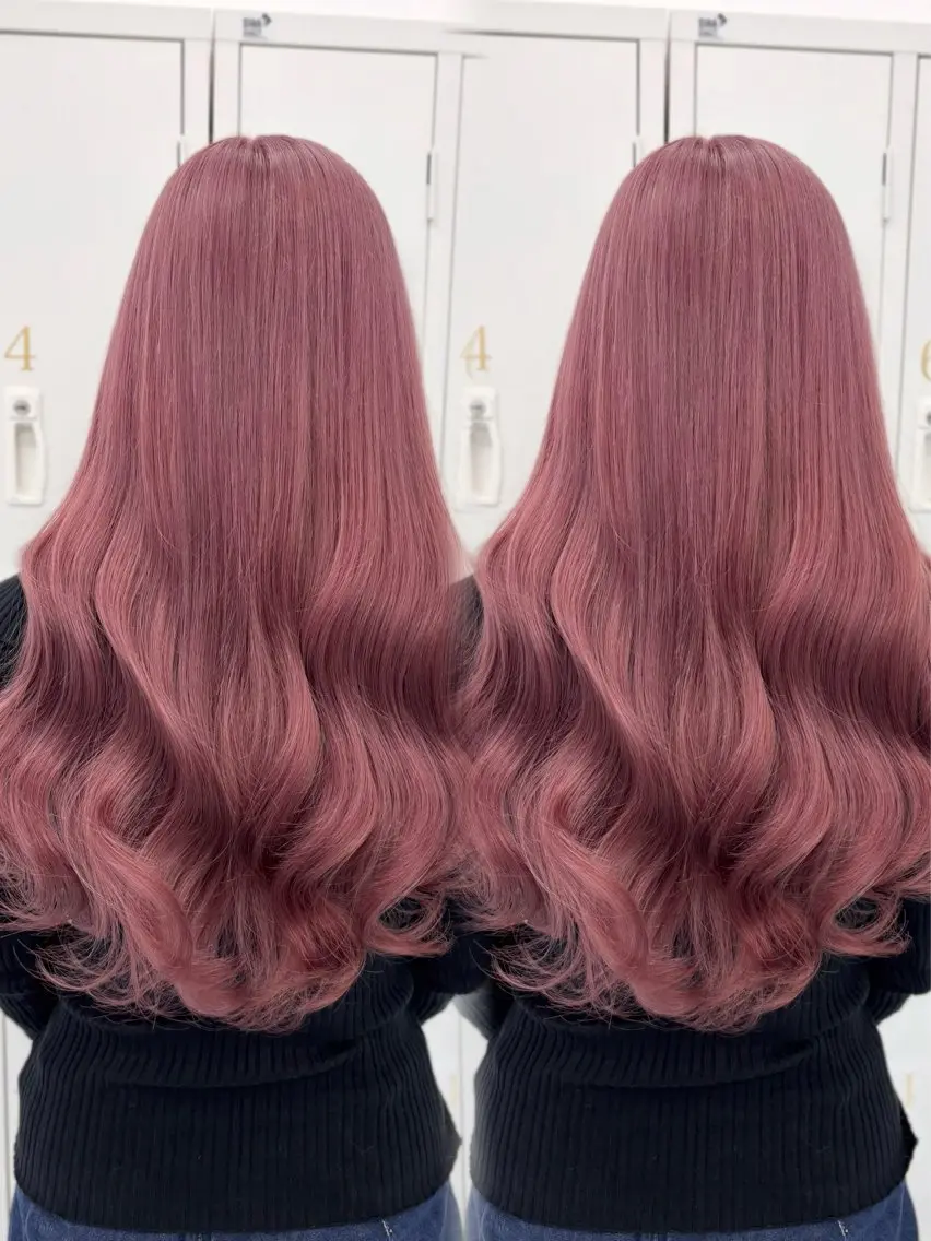 ロング カラー ベージュカラー ブリーチ ケアブリーチ ピンクカラー ピンクベージュ カット ヘアカラー トリートメント 盛れる顔周り🤍渋谷 Risa🎀のヘアスタイル