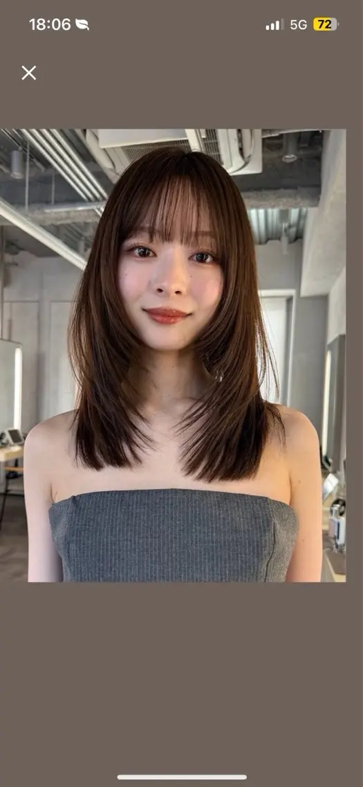 セミロング 顔まわりレイヤー レイヤーカット 佐藤 尚子のヘアスタイル