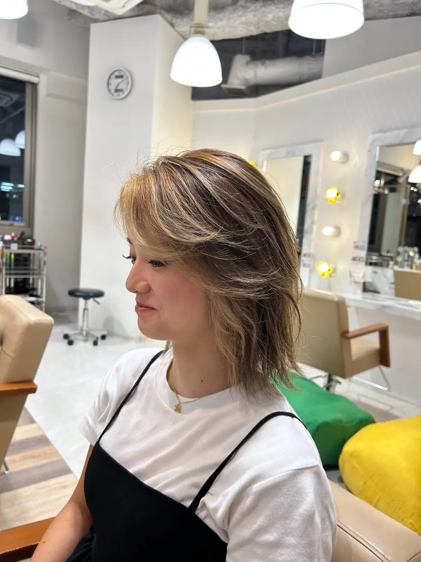 ミディアム カラー ハイライトカラー ハイライト 大阪梅田/レイヤー/ ハイライト/yuuのヘアスタイル
