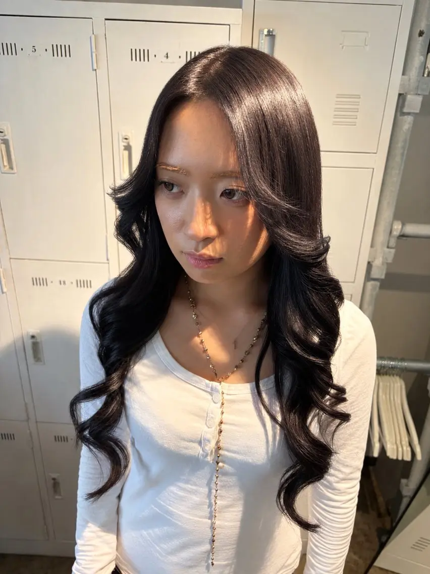 🖤就活・実習前におすすめ🖤清潔感ある暗髪カラー➕艶トリートメント/ブルーブラック/ダークブラウンの写真