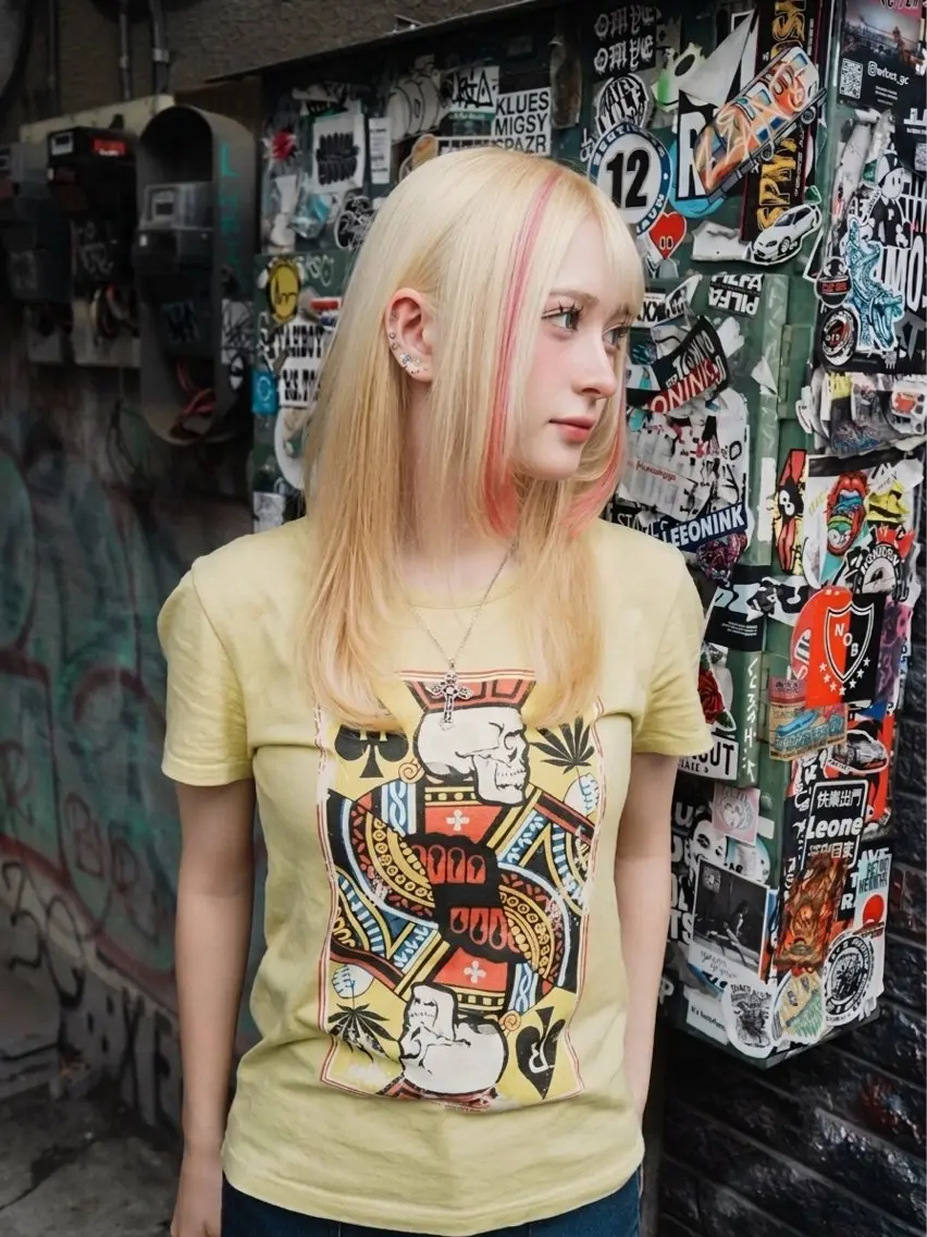 セミロング カラー ブロンド デザインカラー レイヤーカット 着付け・ハイトーン Lunaのヘアスタイル