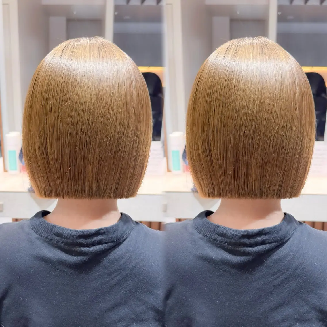 ミディアム カット ヘアカラー 縮毛矯正 トリートメント 🪼ai🪼 縮毛矯正、ボブのヘアスタイル