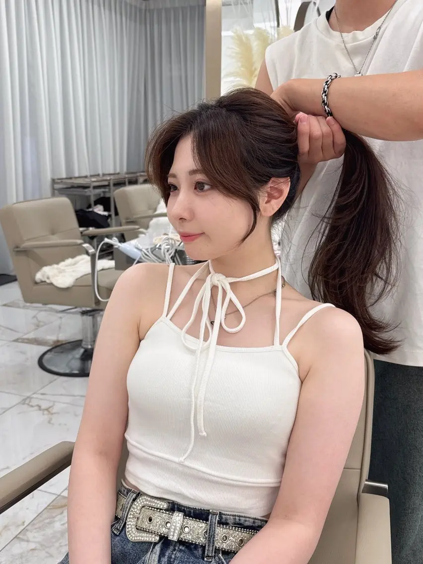 ロング のり🐼顔まわり/ 韓国/レイヤーカットのヘアスタイル