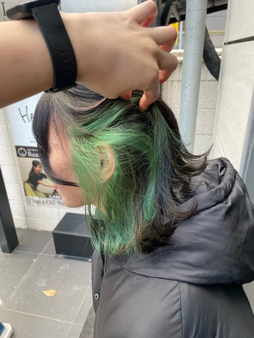 ミディアム ヘアカラー カラーブリーチ特化 石原勇希のヘアスタイル