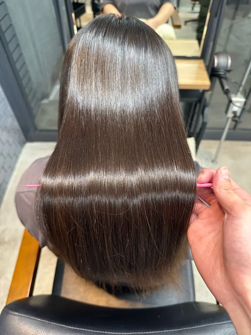 ロング 縮毛矯正 縮毛矯正 巽 滉太のヘアスタイル