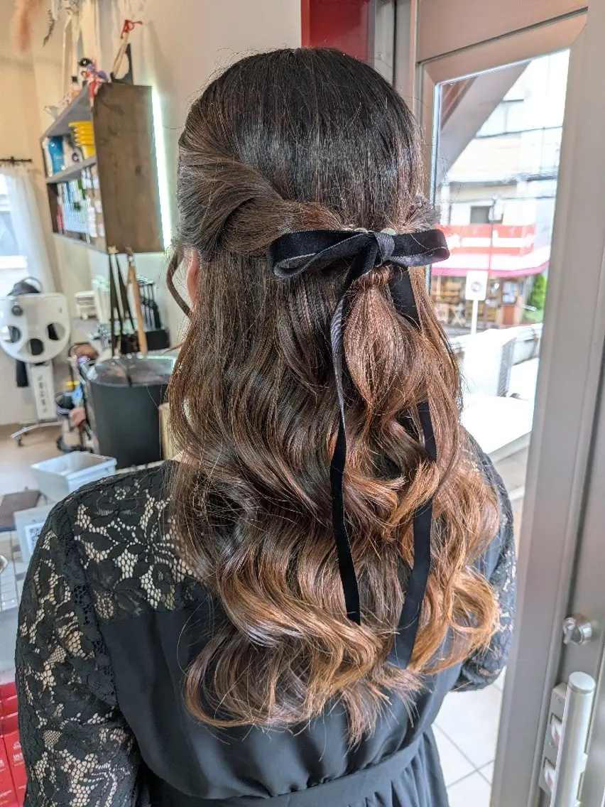 ロング ヘアアレンジ ハーフアップ ヘアセット 🍀【脱芋】 tomoha🍀のヘアスタイル