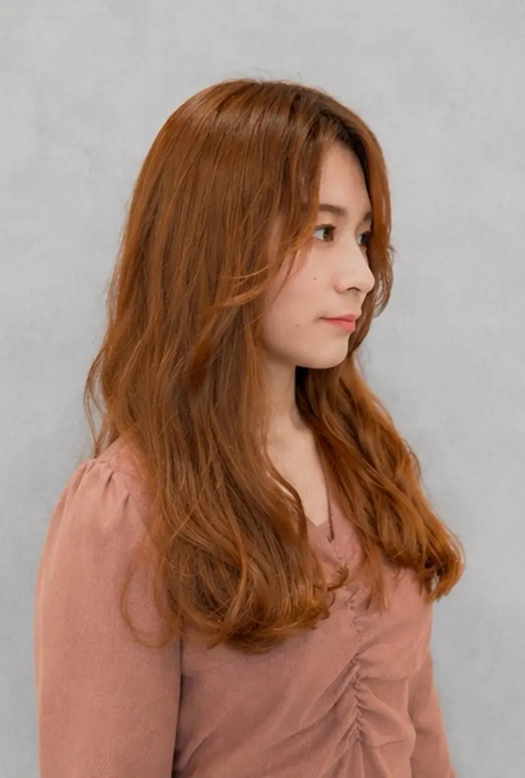 ロング カラー オレンジ カワクボ ハルキのヘアスタイル