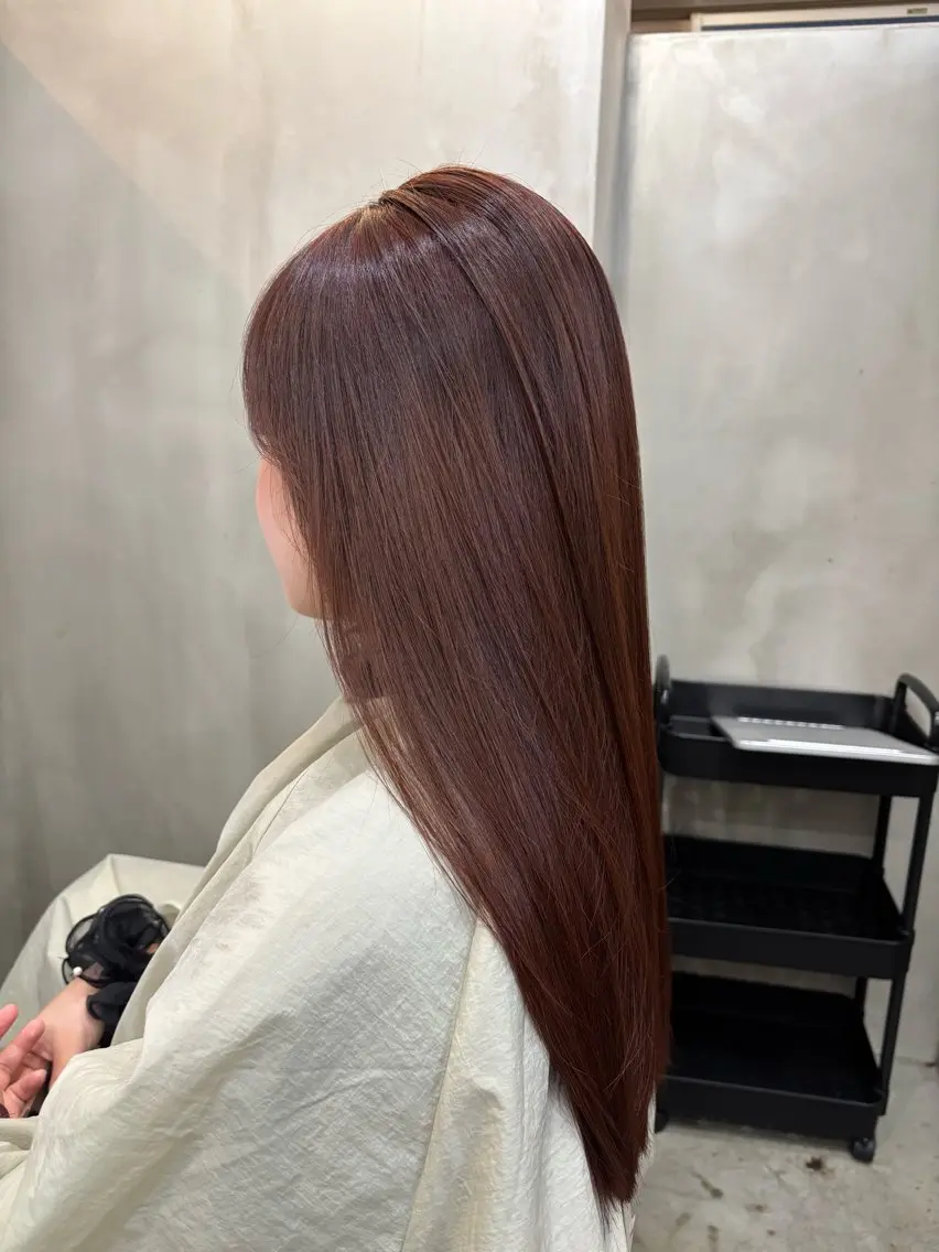 セミロング カラー ブリーチ ダブルカラー ブリーチなしカラー オレンジ ヘアカラー 中園康 /カラー/ブリーチのヘアスタイル