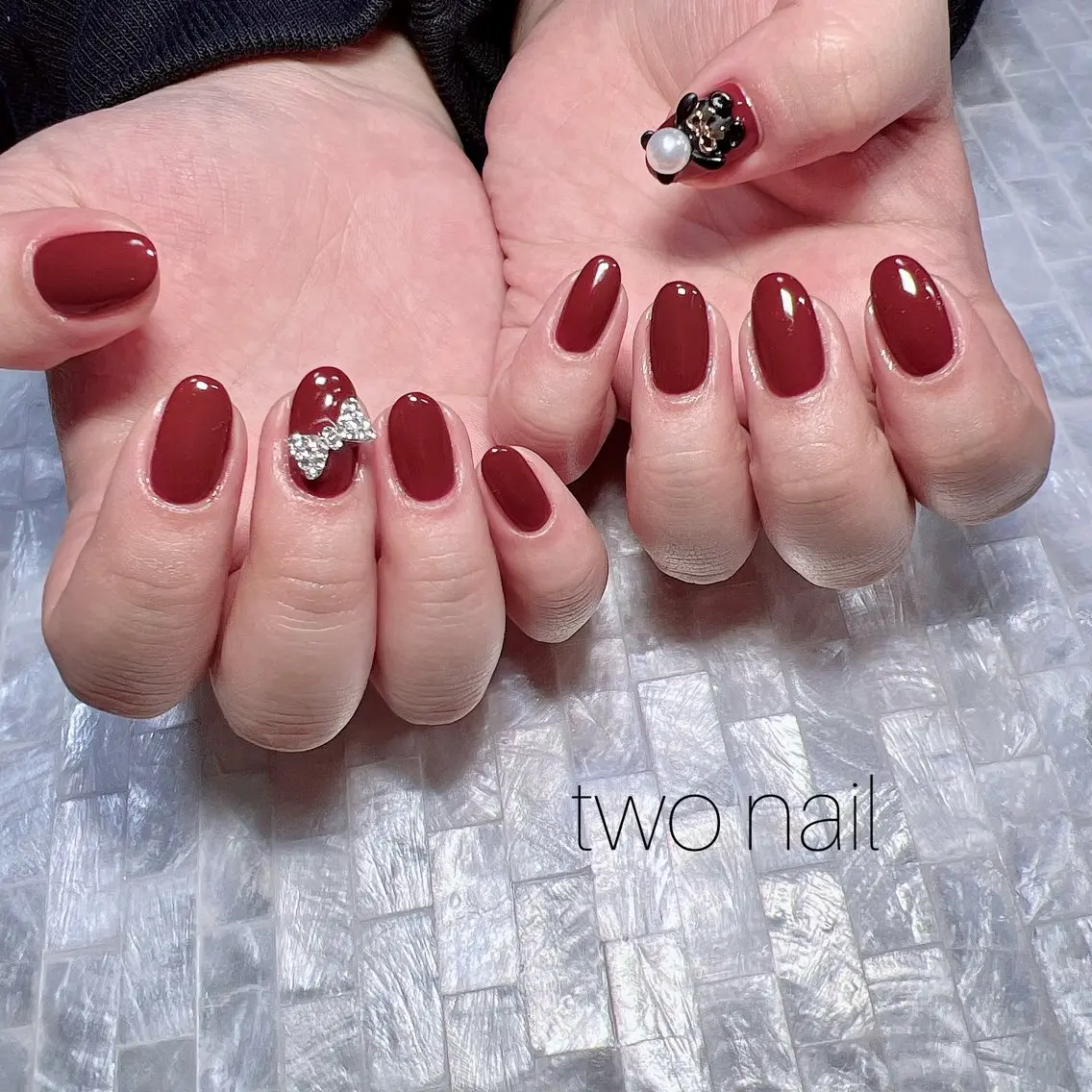 ネイル ネイルチップ ホワイト ハンドネイル two nailのネイルデザイン