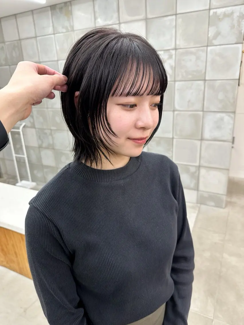 ショート カラー ボブ 顔まわりレイヤー レイヤーカット ウルフカット カット ヘアカラー パーマ /レイヤー 榛地渉馬 /矢場町のヘアスタイル