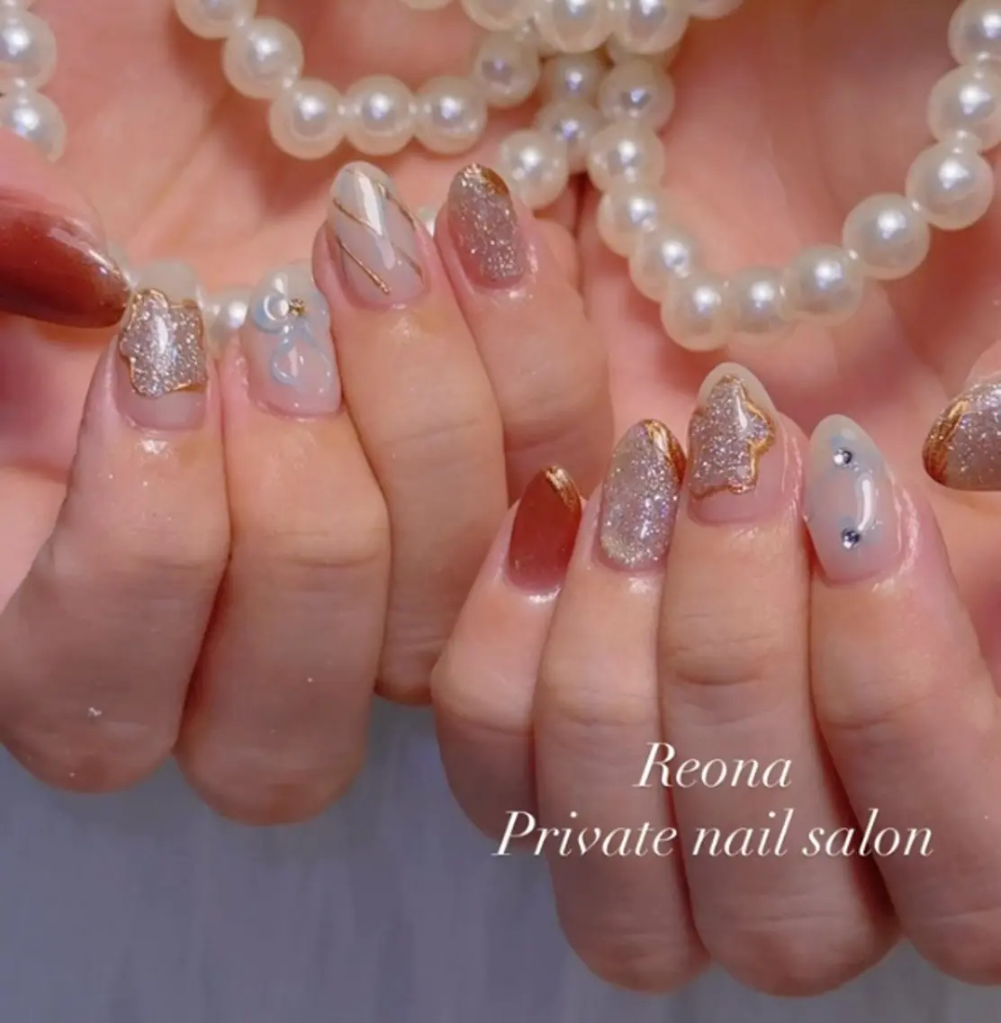 ネイル マグネットネイル 持ち込み 夏ネイル ワンホンネイル ハンドネイル Reona Nailのネイルデザイン