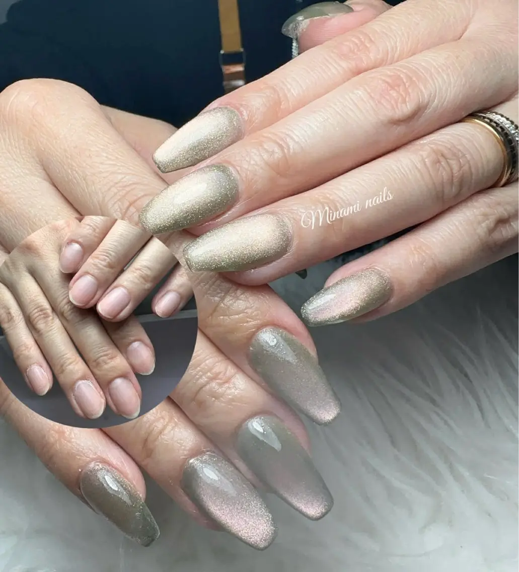 ネイル アートネイル オーロラネイル ガーリー キラキラネイル 韓国ネイル フットネイル Minami Nailsのネイルデザイン