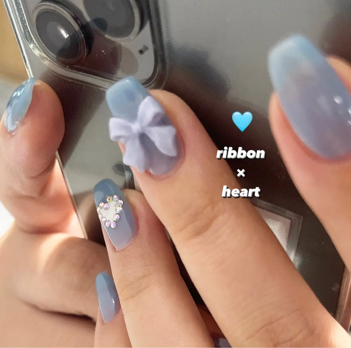 ネイル 韓国ネイル 持ち込み リボン ハンドネイル Ibuki 🎀仙台パルコ🎀のマツエク・マツパデザイン