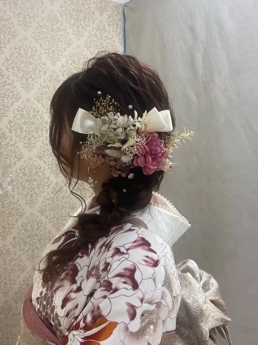 ヘアアレンジ 成人式 結婚式・ブライダル カラーお任せ下さい ✨️おかだまなみのヘアスタイル