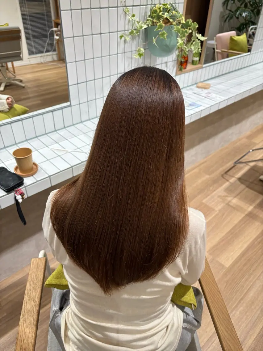 ロング 髪質改善 カット 縮毛矯正 トリートメント RINNO🌷透明感 カラー/髪質改善のヘアスタイル